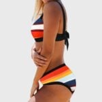 Rainbow Stripe Print Two-Piece Swimsuit