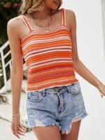 Wholesale Rainbow Striped Knit Tank Top