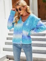 Rainbow Tie-dye Knitted Cardigan