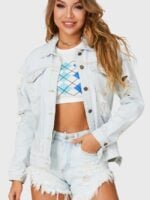 Ripped Detail Denim Jacket