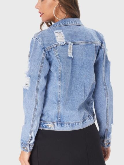 Ripped Drop Shoulder Denim Jacket