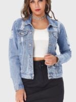 Ripped Drop Shoulder Denim Jacket