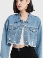 Ripped Raw Cut Denim Jacket