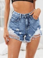 Ripped high waist denim shorts