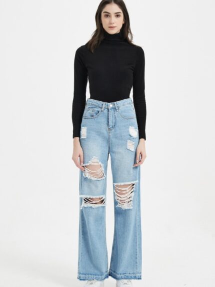 Ripped loose high waist jeans