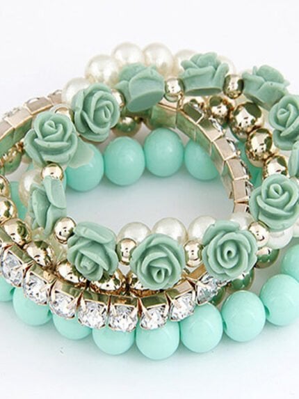 Rose Multilayer Stretch Bracelet