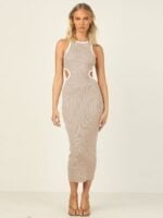 Wholesale Round neck cutout open back sexy dress