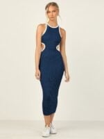 Wholesale Round neck cutout open back sexy dress