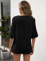 Wholesale Round neck lace panel cutout T-shirt