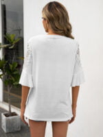 Wholesale Round neck lace panel cutout T-shirt