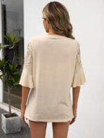 Wholesale Round neck lace panel cutout T-shirt