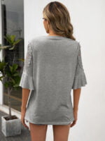 Wholesale Round neck lace panel cutout T-shirt