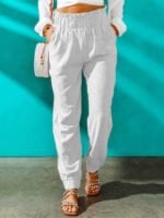 Wholesale Ruffled Elastic Waist High Waist Lounge Pants