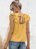 Wholesale Ruffled Tie Crew Neck Solid Tank Top