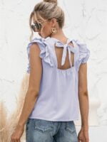 Wholesale Ruffled Tie Crew Neck Solid Tank Top