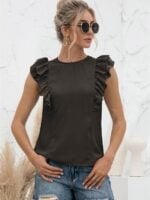 Wholesale Ruffled Tie Crew Neck Solid Tank Top