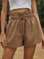 Wholesale Ruffled high-waisted lace-up shorts