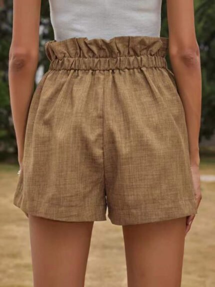 Wholesale Ruffled high-waisted lace-up shorts