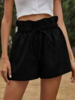 Wholesale Ruffled high-waisted lace-up shorts