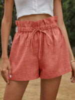 Wholesale Ruffled high-waisted lace-up shorts