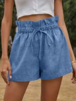 Wholesale Ruffled high-waisted lace-up shorts