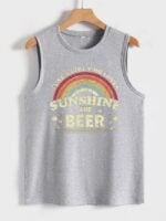 Wholesale SUNSHINE AND BEER Letter Print Tank Top