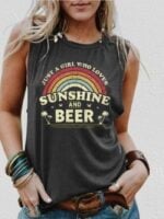 Wholesale SUNSHINE AND BEER Letter Print Tank Top