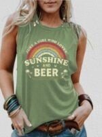 Wholesale SUNSHINE AND BEER Letter Print Tank Top