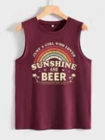 Wholesale SUNSHINE AND BEER Letter Print Tank Top