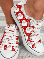 Santa Claus Print Casual Canvas Shoes