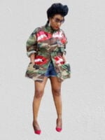 Sequined Lip Pocket Camo Jacket