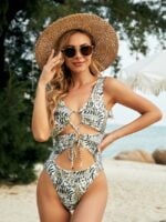 Wholesale Sexy Cutout Leopard One-Piece Swimsuit