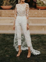 Sexy Sheer Long Sleeve Lace Jumpsuit