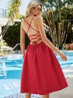 Wholesale Sexy Solid Color Backless Strap Dress