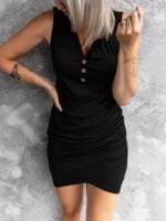 Wholesale Sexy Solid Pleated Skinny Dress