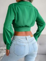 Wholesale Sexy Suit Collar Knotted Crop Top