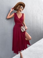 Sexy V-Neck Cross-Tie Slit Dress