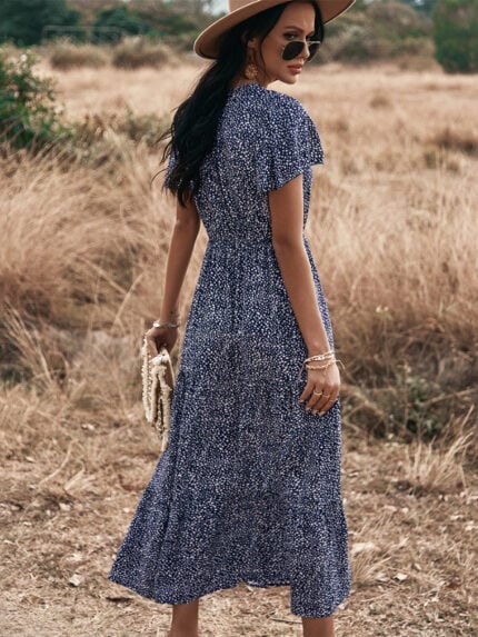 Sexy V-Neck Leopard Print Swing Dress