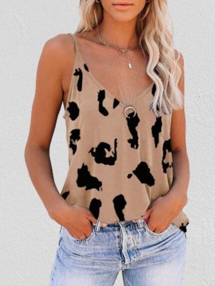 Wholesale Sexy V-Neck Leopard Print Tank Top