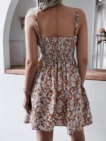 Wholesale Sexy V-Neck Sling Floral Pleated Dress