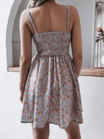 Wholesale Sexy V-Neck Sling Floral Pleated Dress