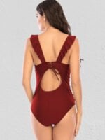 Wholesale Sexy V-Neck Solid Color One Piece Swimsuit