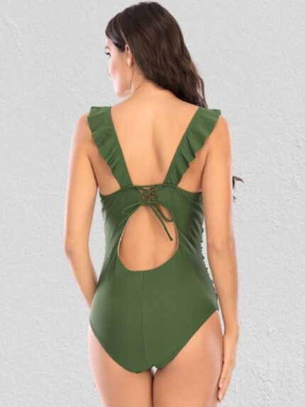 Wholesale Sexy V-Neck Solid Color One Piece Swimsuit