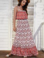 Wholesale Sexy floral lace-up maxi dress