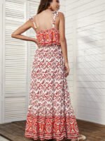 Wholesale Sexy floral lace-up maxi dress