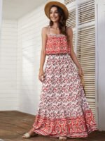 Wholesale Sexy floral lace-up maxi dress