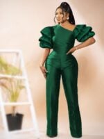 Wholesale Sexy sloping shoulder pile sleeve jumpsuit