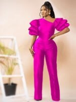 Wholesale Sexy sloping shoulder pile sleeve jumpsuit