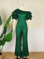 Wholesale Sexy sloping shoulder pile sleeve jumpsuit