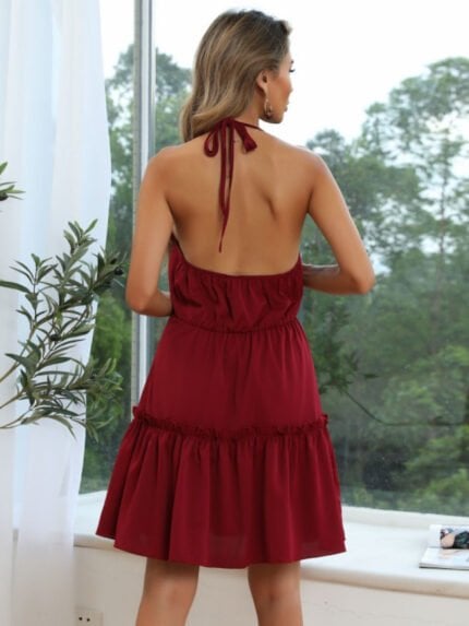 Sexy strappy pleated sling dress